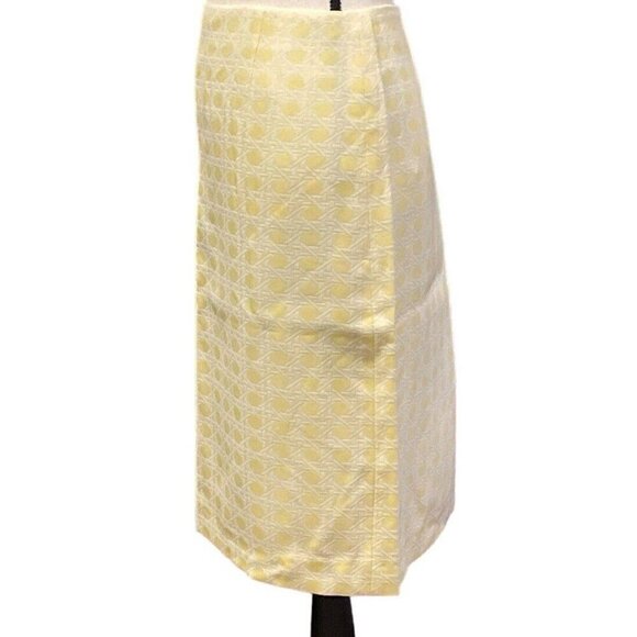 Alex Marie Pencil Skirt Size 6 Yellow Lined Center Back Zipper Slit - Picture 9 of 16